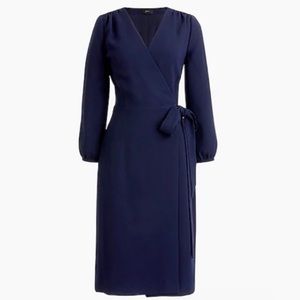 J Crew 365 Crepe Wrap Dress 3/4 Quarter Sleeves V Neck Navy Blue New 4